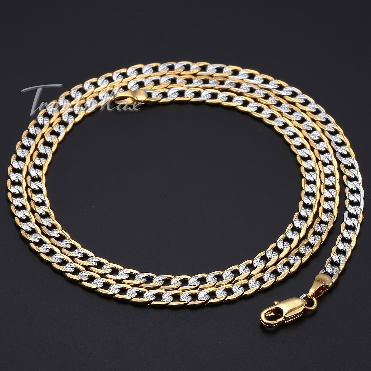 4mm 20″ Gold Filled Diamond-Cut Curb Cuban Chain Necklace Choker Men Women Gift