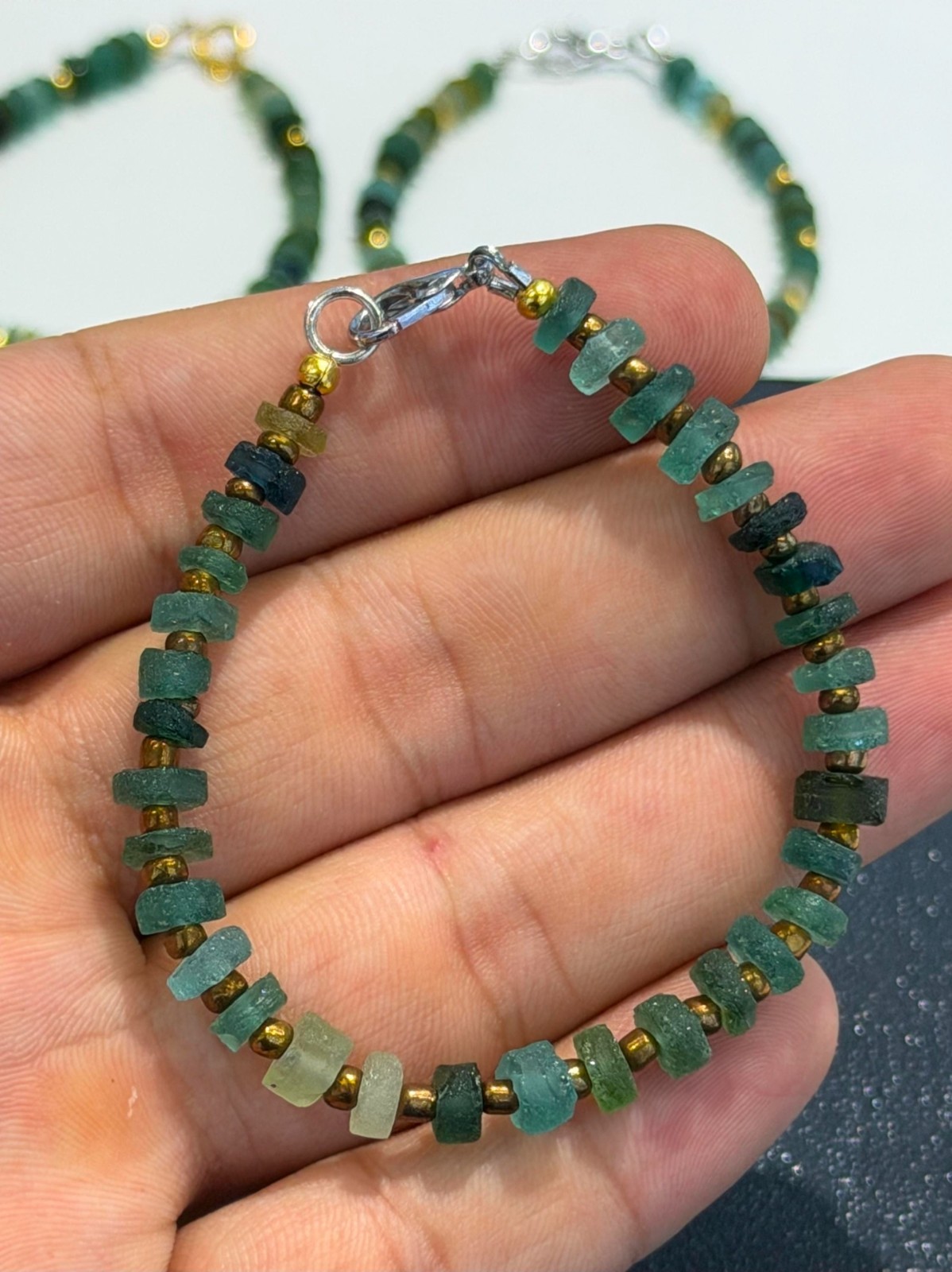 Ancient Roman Glass Bracelet Handmade Beaded Antique Vintage Authentic Gemstone