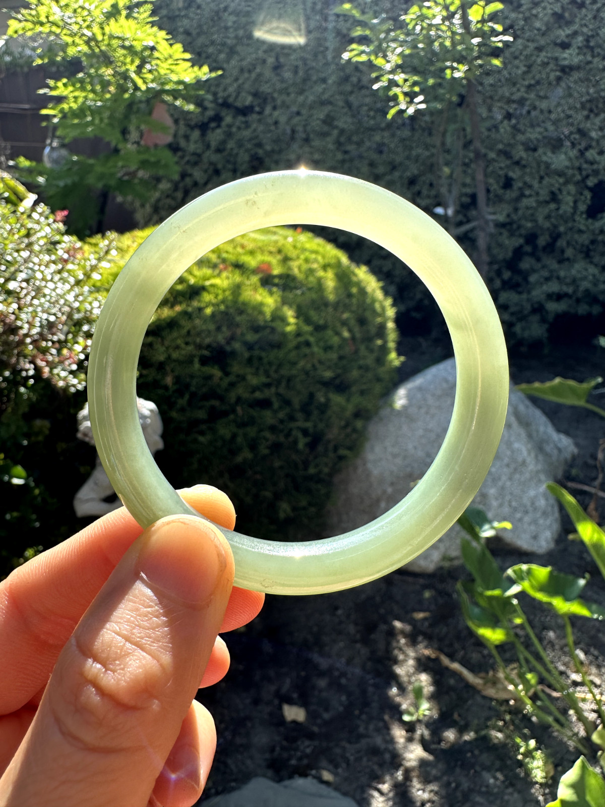 54.2mm Oily Water Duck Egg Green Nephrite Bangle Bracelet | 54口鸭蛋青和田玉手镯