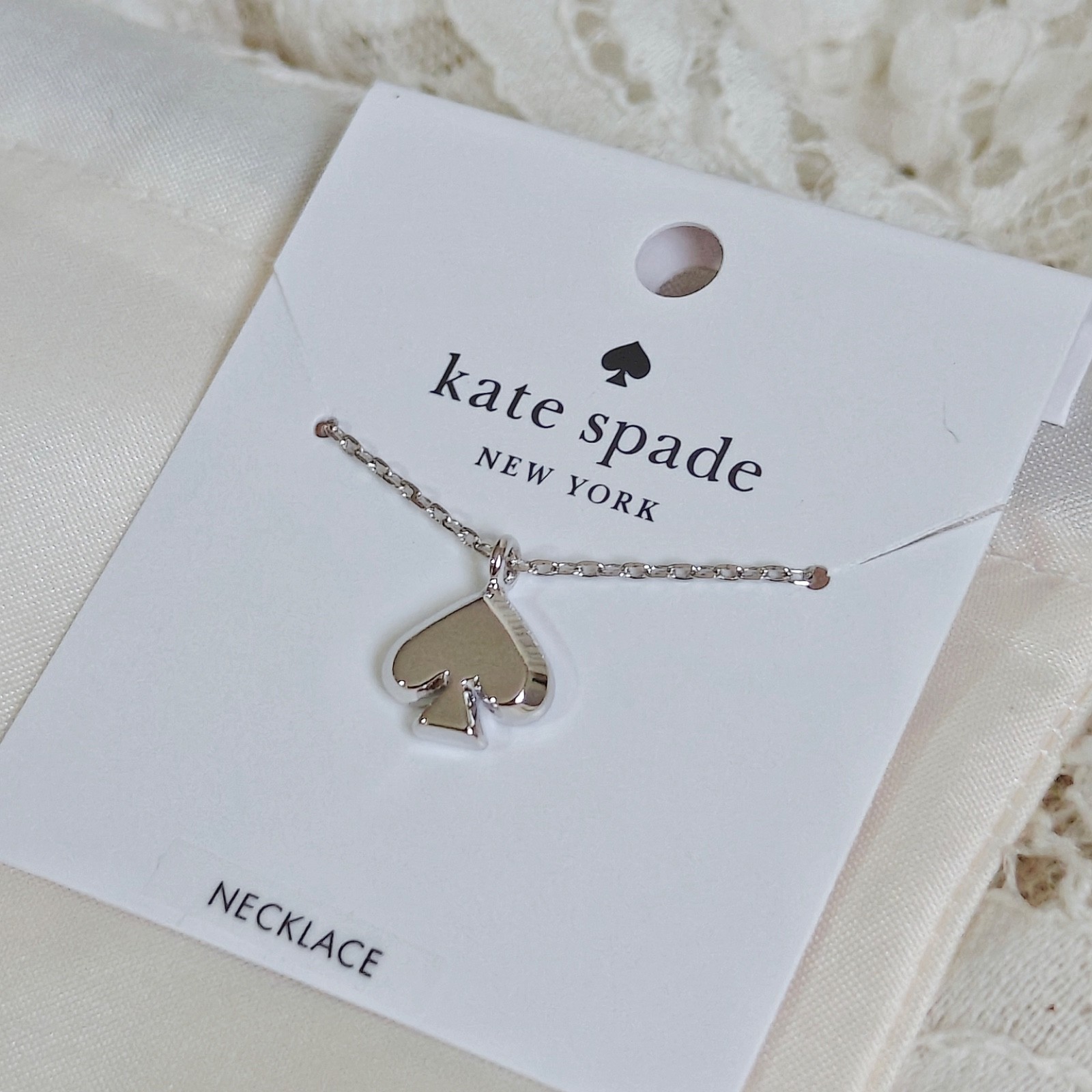 KATE SPADE Everyday Spade Mini Pendant/Necklace Silver O0RU3070 $59