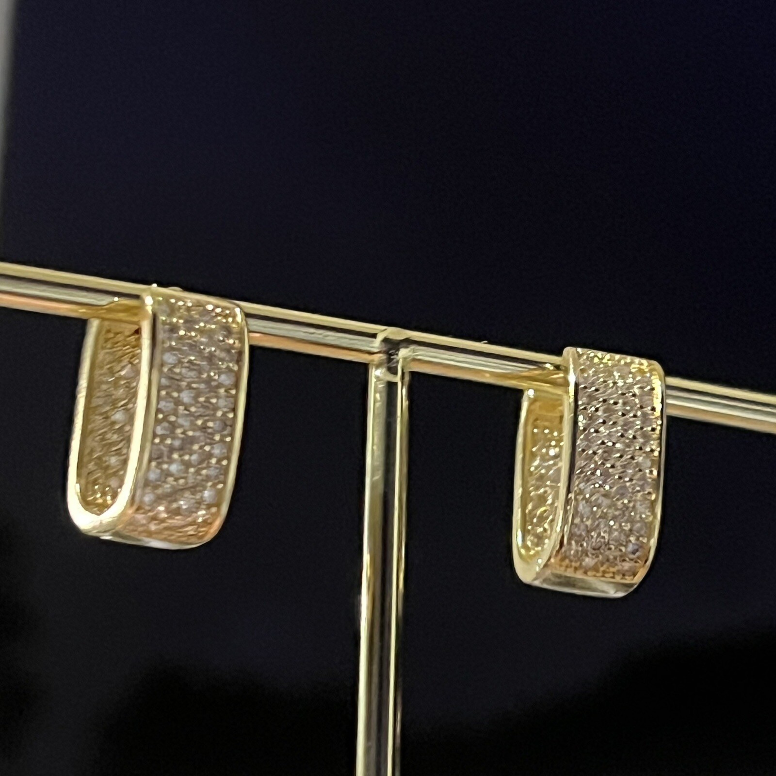 18K Gold Plated Sparkling Hoop Earrings Daily Wear