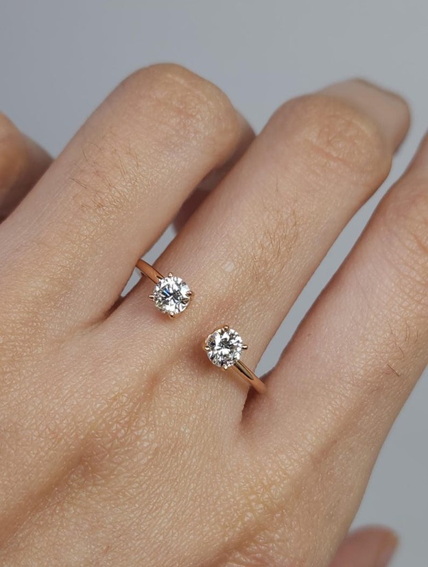 14Kt Gold 0.60 Ct 2 Stones Lab Grown Diamond Ring