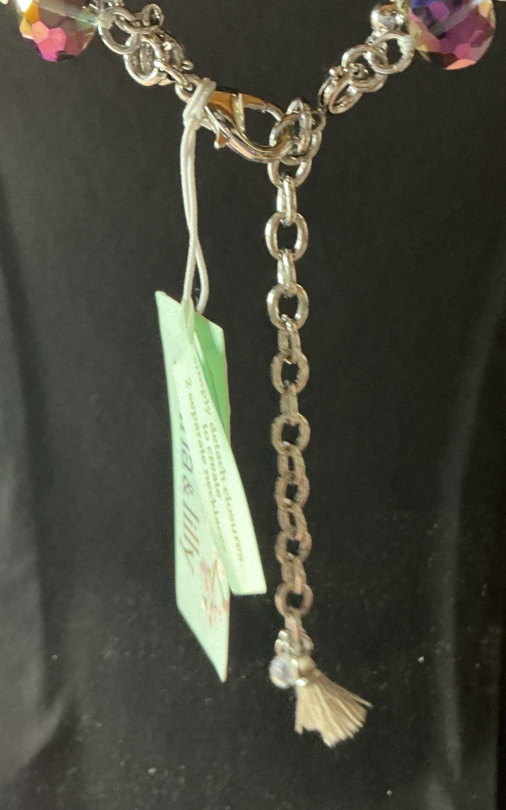 NWT Donna & Lilly 2-in-1 Separating Layered Necklace Set Iridescent Beads Pndt