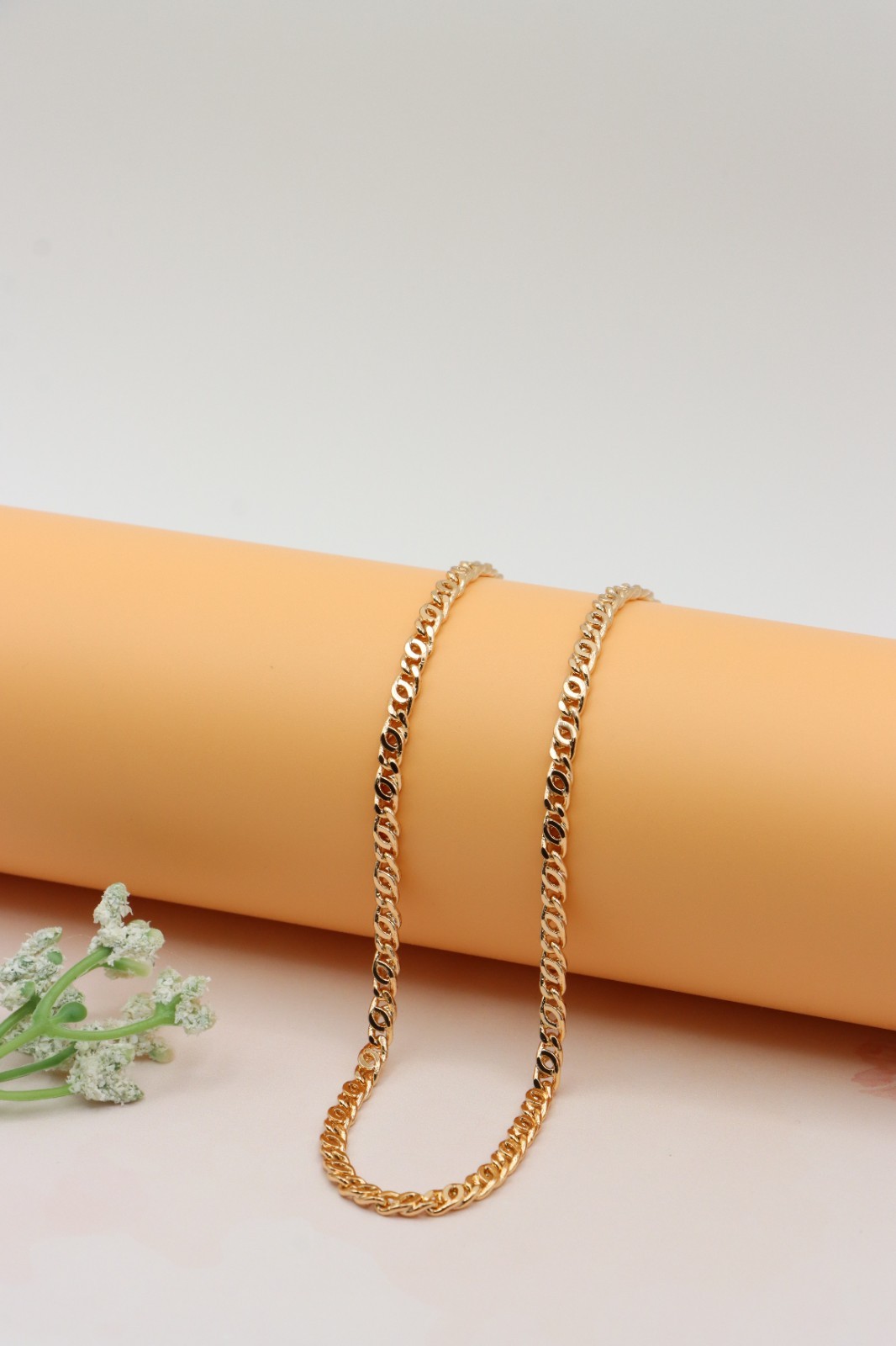 Bold Rose Gold Flat Link Chain Necklace for Everyday Style, XPNL0247