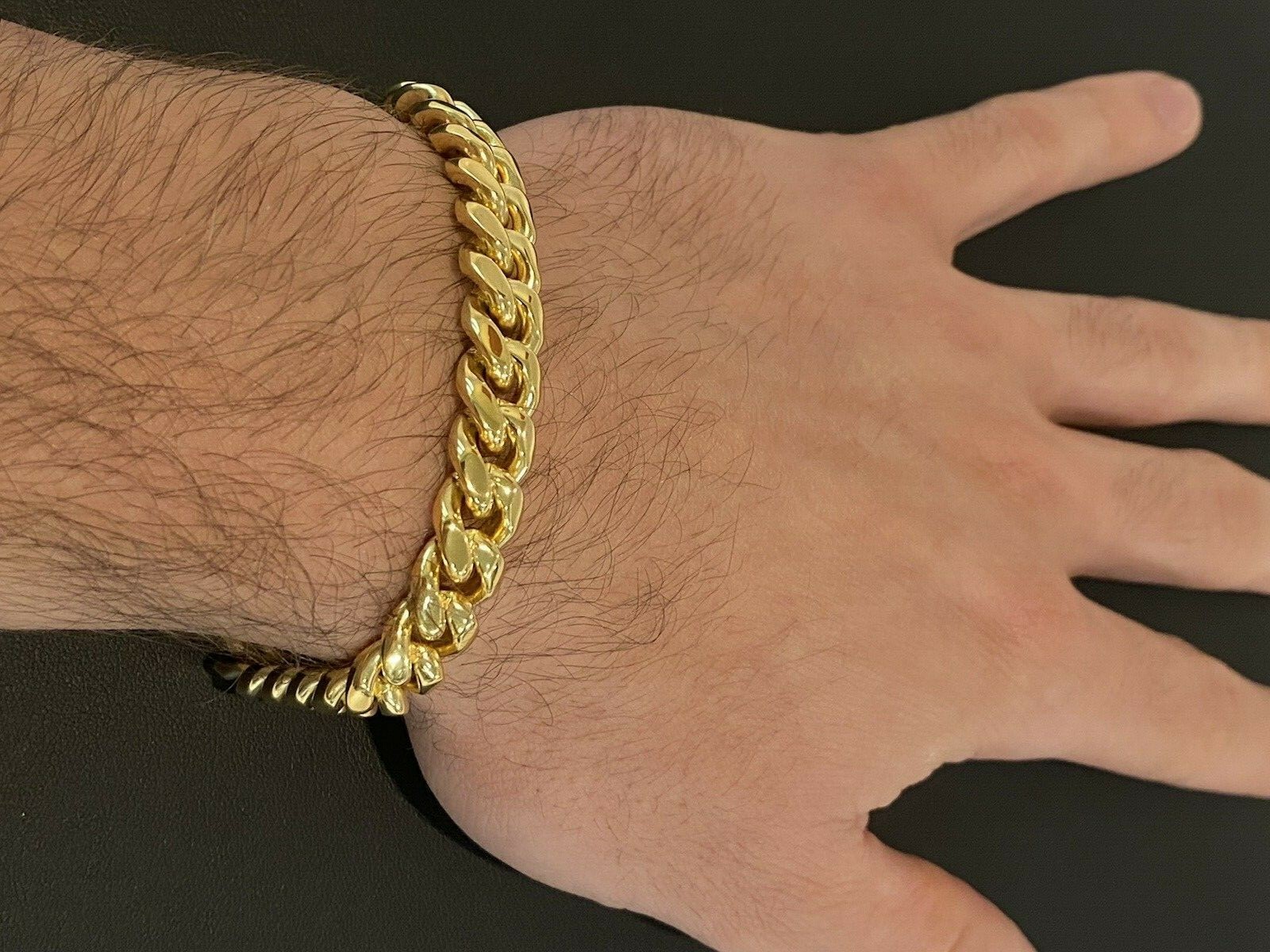 Miami Cuban Link Bracelet 18k Gold Vermeil Stainless Mens Hip Hop Bracelet 12mm