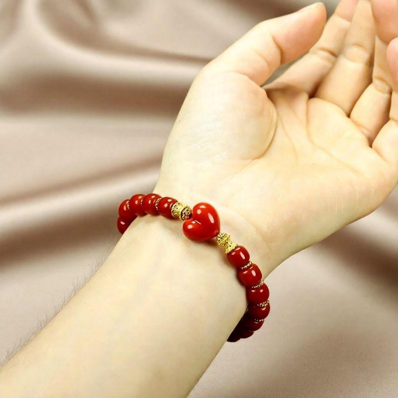 Girl Grandma Mothers Lady Women Red Jade Beads Bracelet Jewelry Gift Box DD161