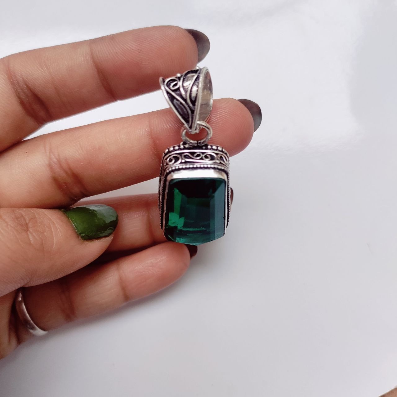 Paraiba Tourmaline Gemstone Handmade 925 Sterling Silver Jewelry Pendant 1.80″