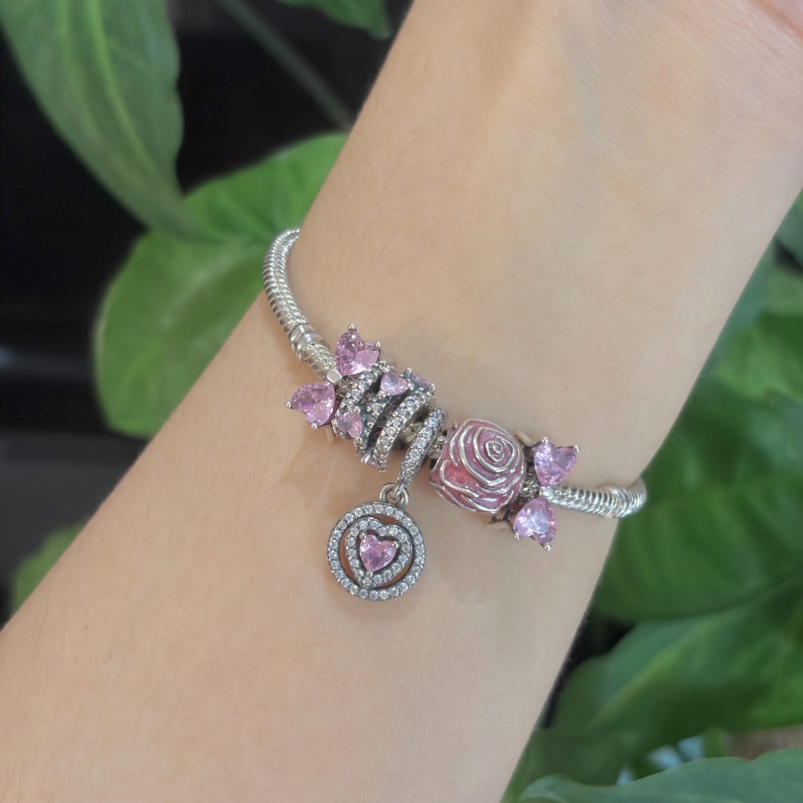 100% NEW 791476C01 PANDORA Sparkling Double Halo Heart Dangle Charm WITH BOX
