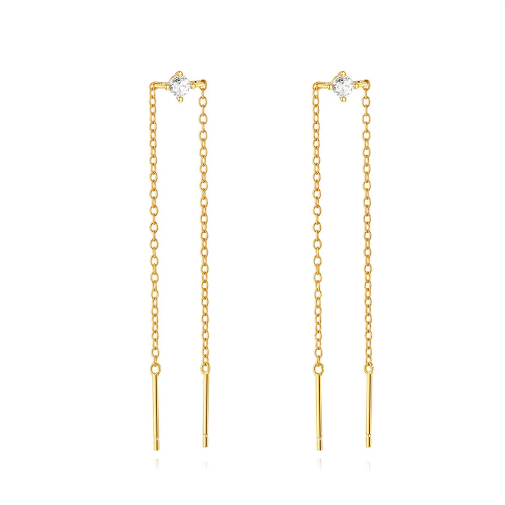 1 Pair 925 Sterling Silver Long Tassel Drop Earrings Women Waterdrop Jewelry