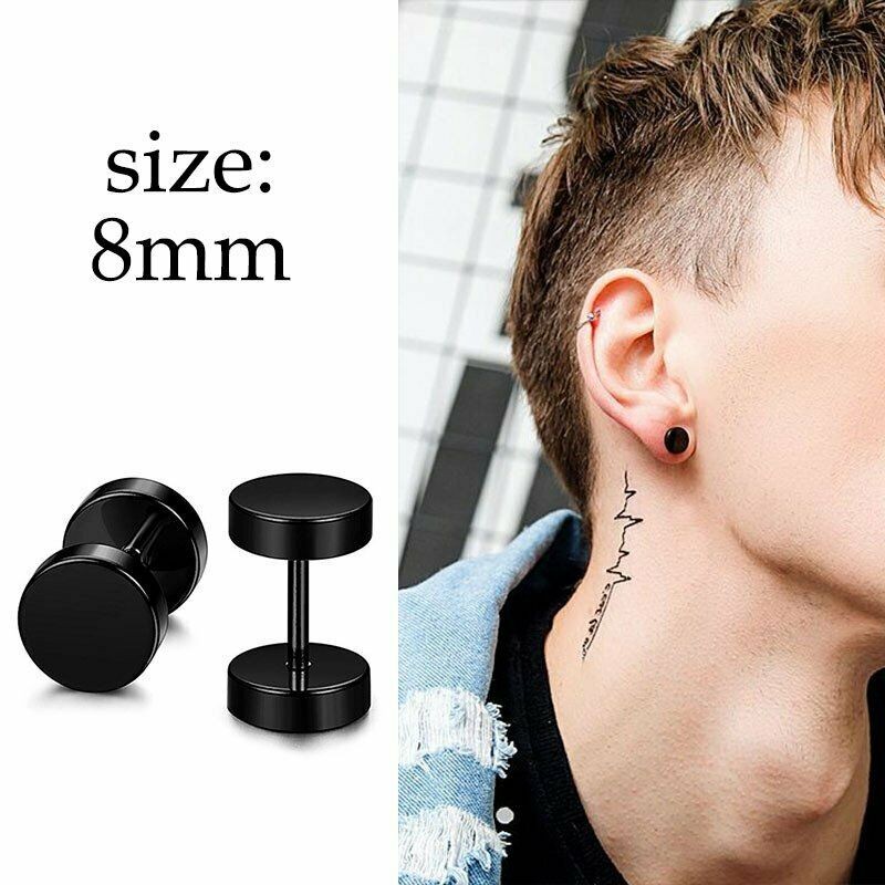 16pcs Earrings Stud Stainless Steel Punk Piercing Men Hoop Gothic Unisex US