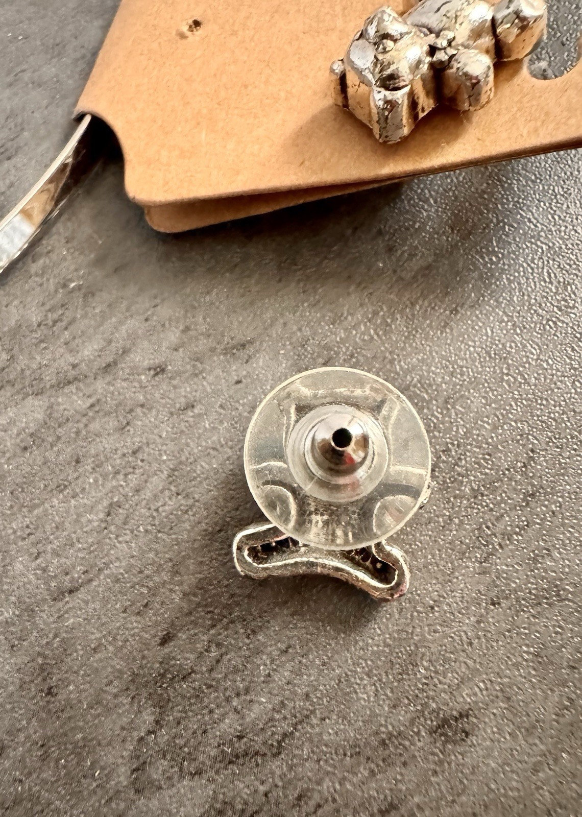 Silver Teddy Bear Pendant, Choker Converts To Pin Matching Earrings