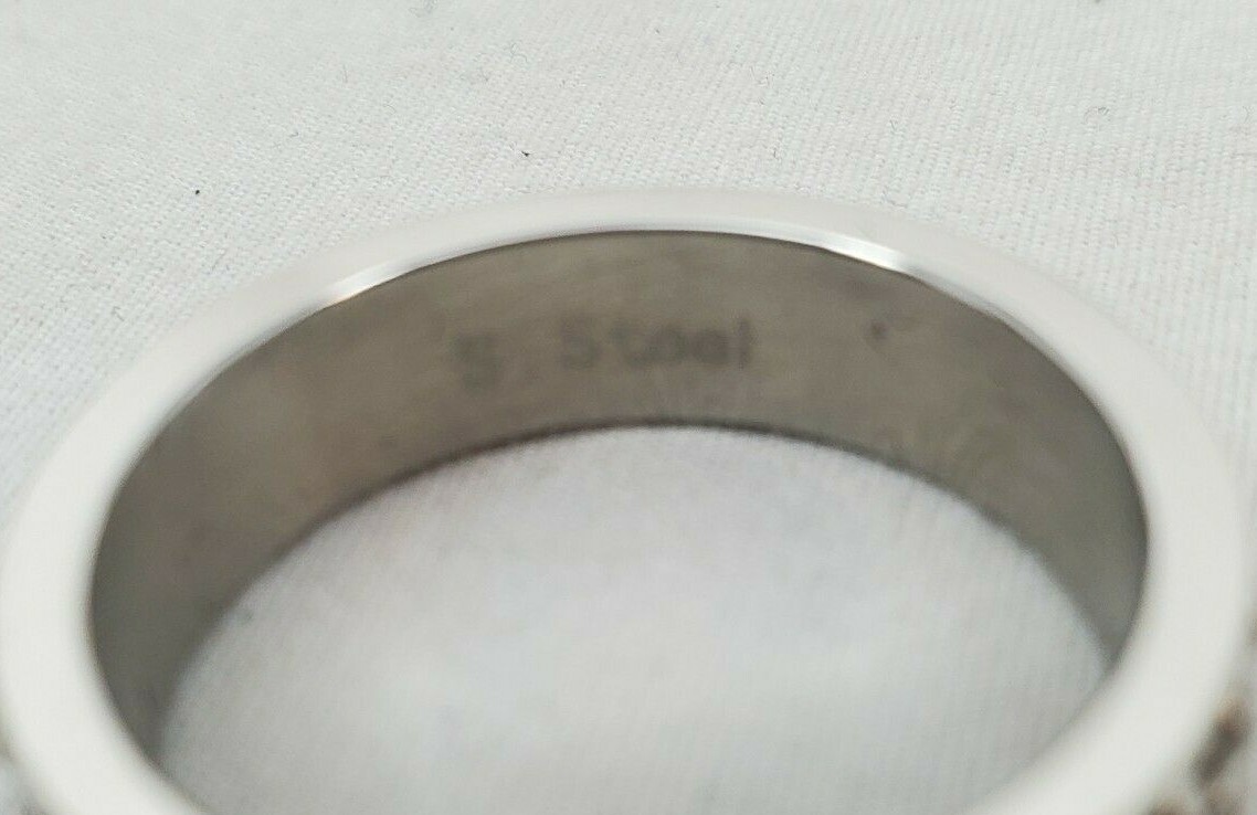 Stainless Steel No Tarnish Ball Chain Inlay Ring Men’s Size 7.5
