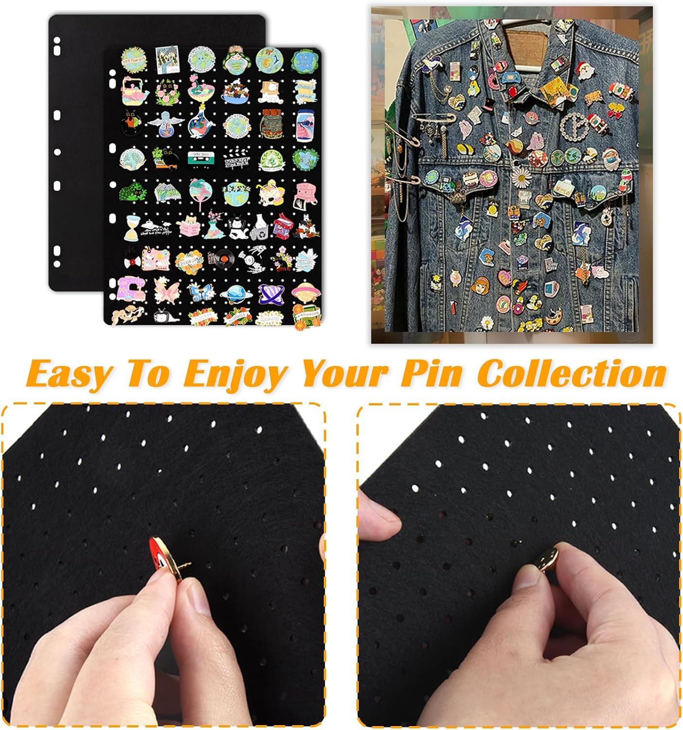 Enamel Pin Display Pages,Creative Pin Collection with 8 Flip-Pages,Fit in Any 3-