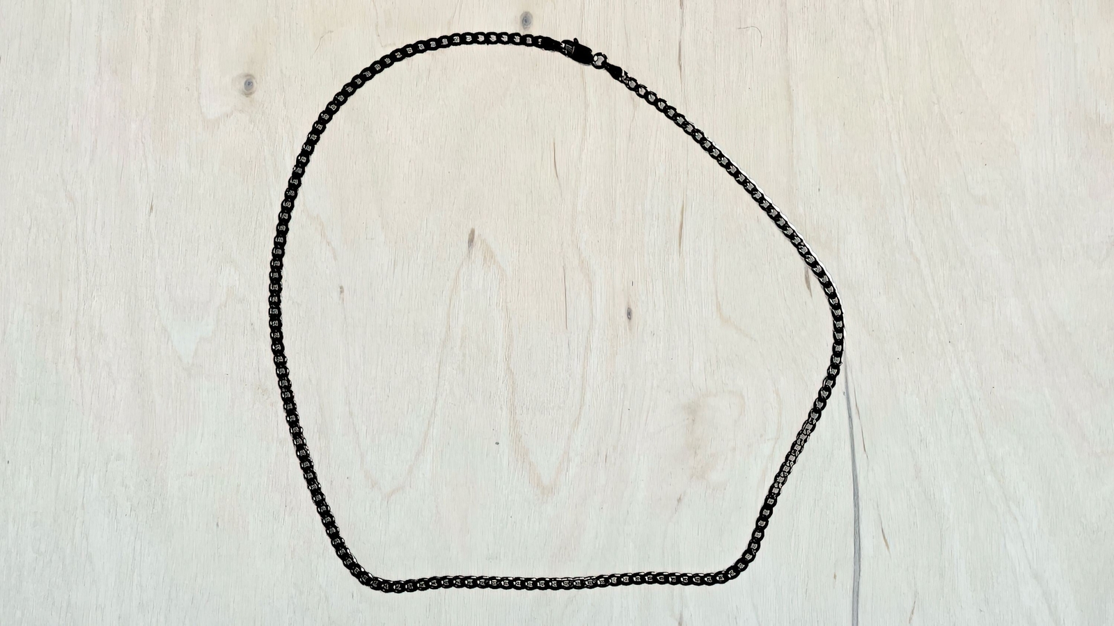 Black Rhodium Plated Sterling Silver Curb Chain 3mm Necklace Italy Made