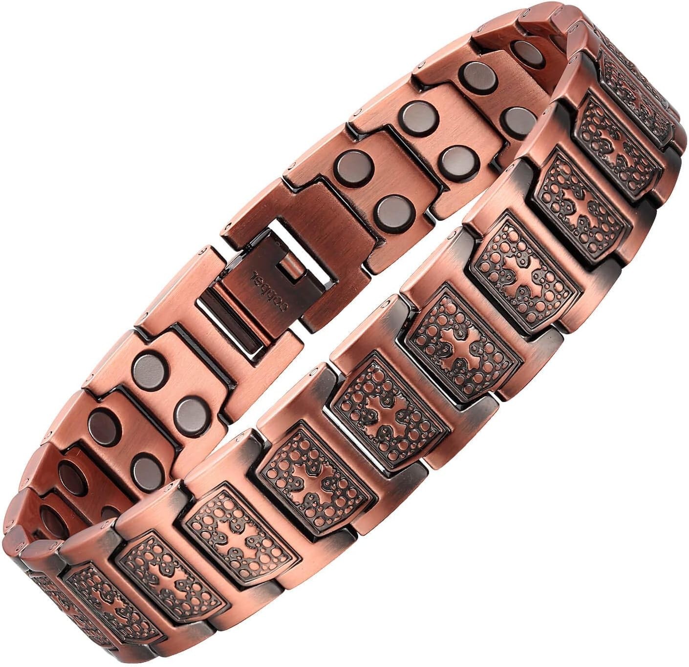 Elegant Copper-Tone Magnetic Bracelet for Men Adjustable Pain Relief Arthritis