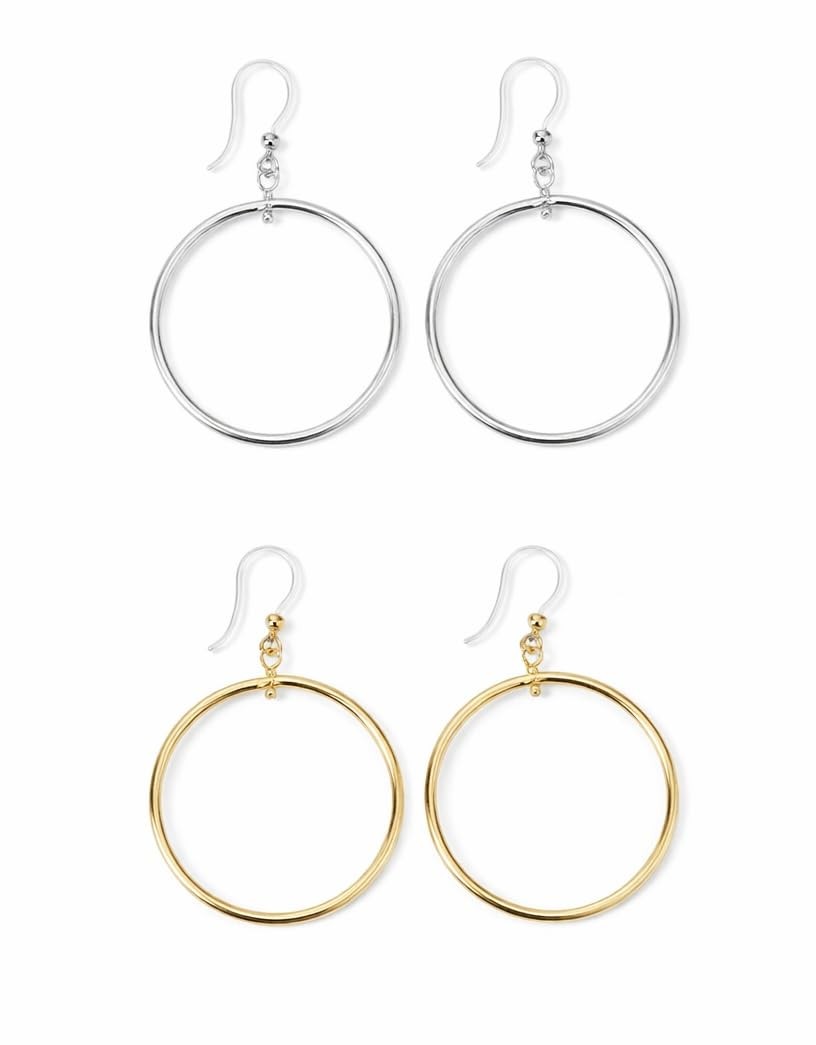 ROYALTY ESSENTIALS Womens Hypoallergenic Varies, Gold and Silver Hoop Set