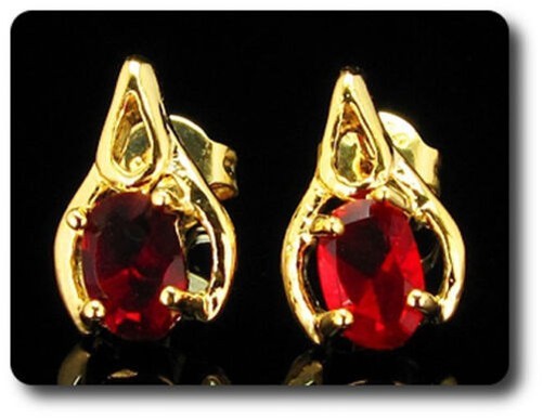 Earrings Ruby 0 3/32×0 9/32in Gold Plated 18 for K