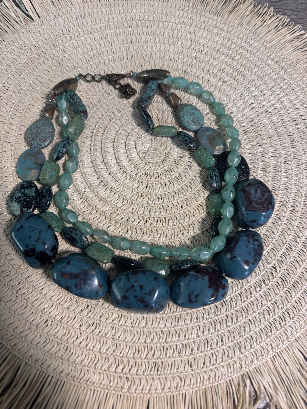 Collar De 3 Hebras Turquesa