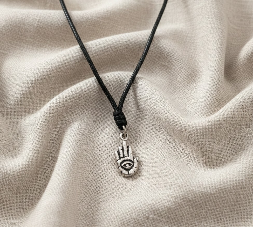 Hamsa Jewish Hand 92.5 Sterling Silver Pewter Brass Necklace Pendant Jewelry