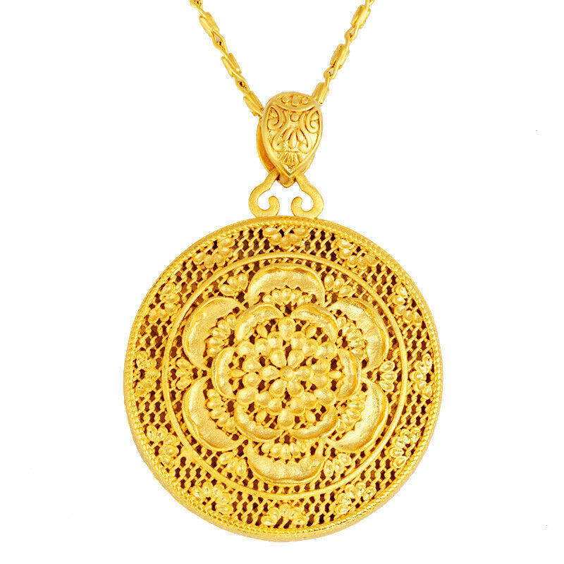 Lady’s handmade 22K 24K Thai Baht Yellow Gold GP Filled Necklace Jewelry