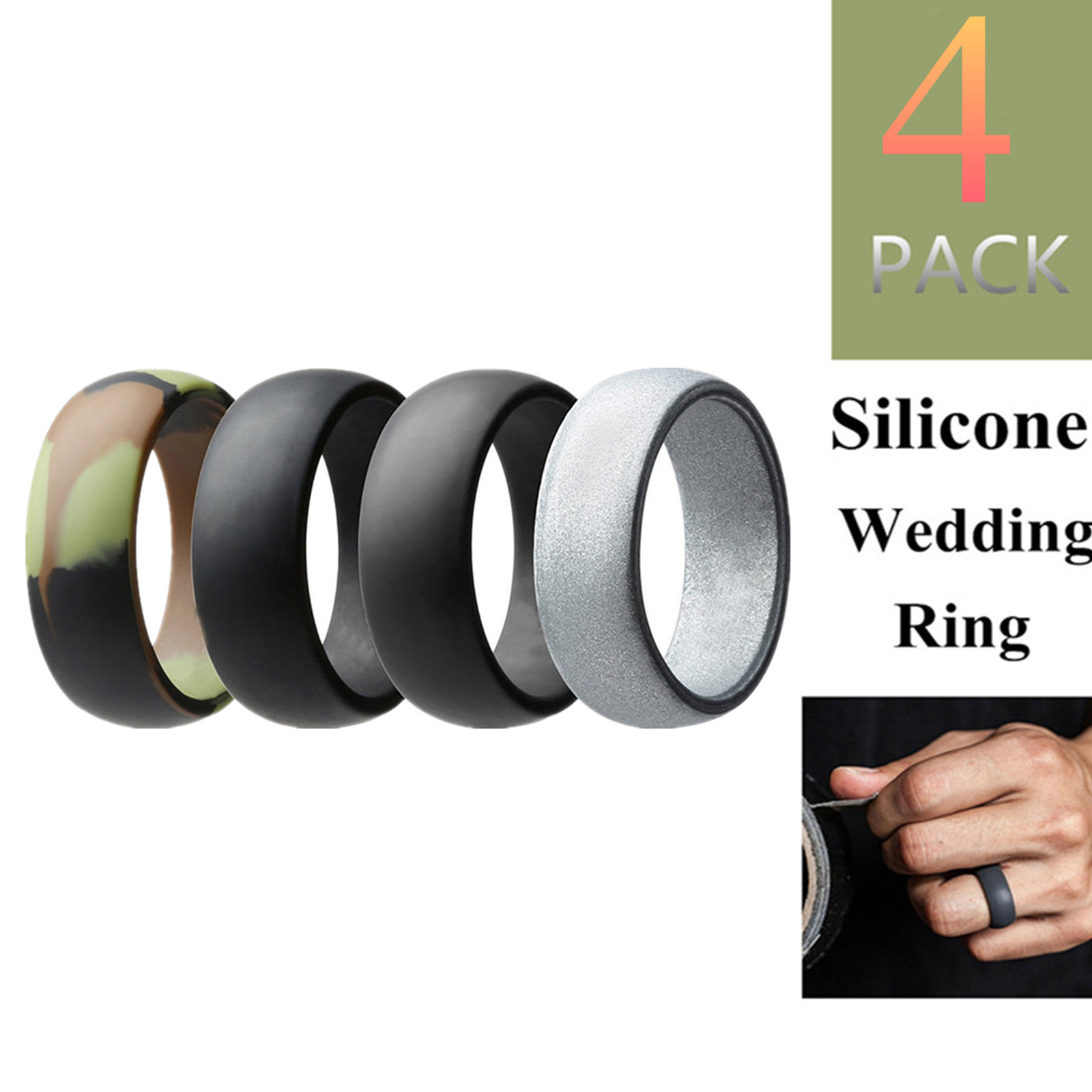 3-10 Pack Silicone Wedding Engagement Ring for Men Women Rubber Band Gym Sports