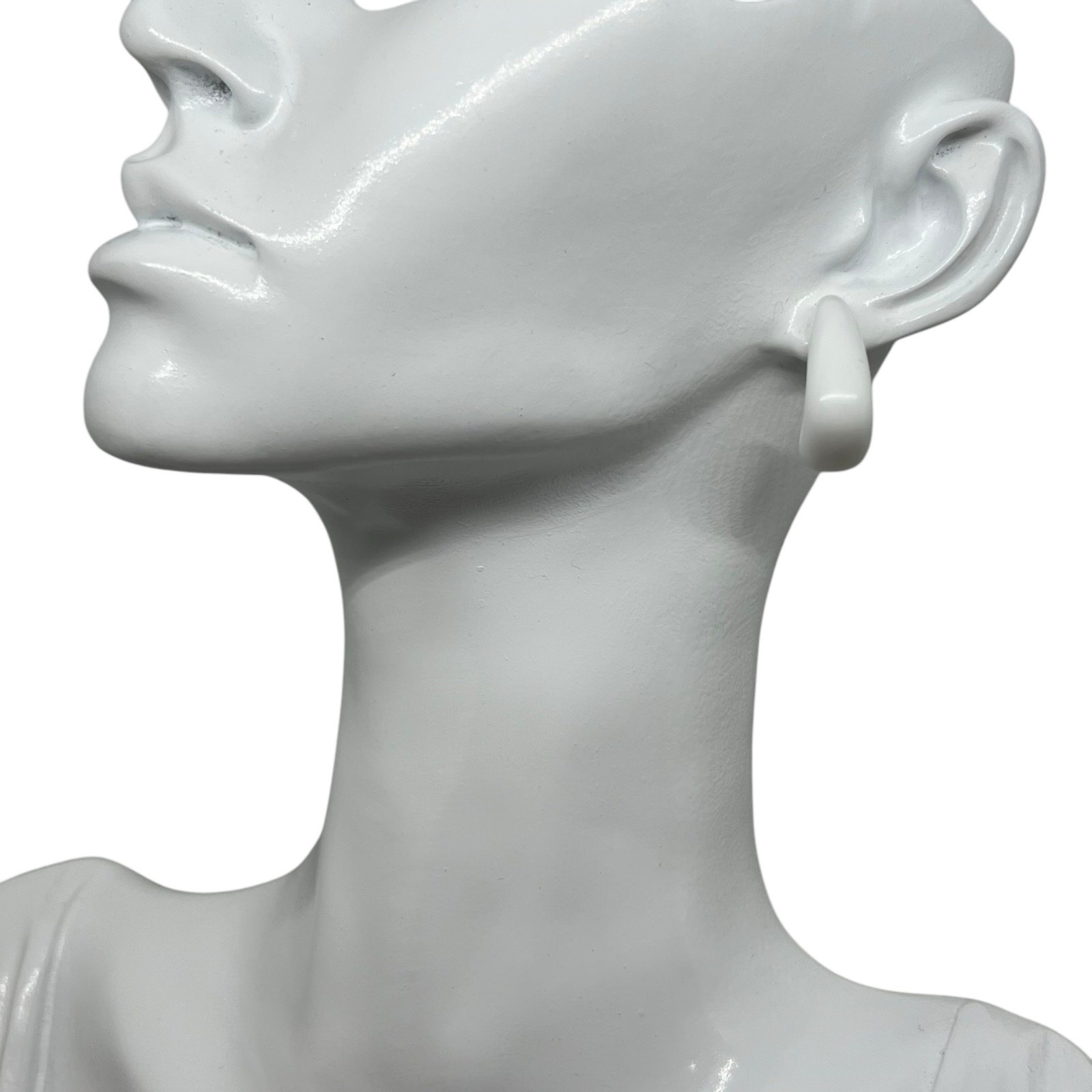 Minimalist White C-Shaped Hoop Earrings