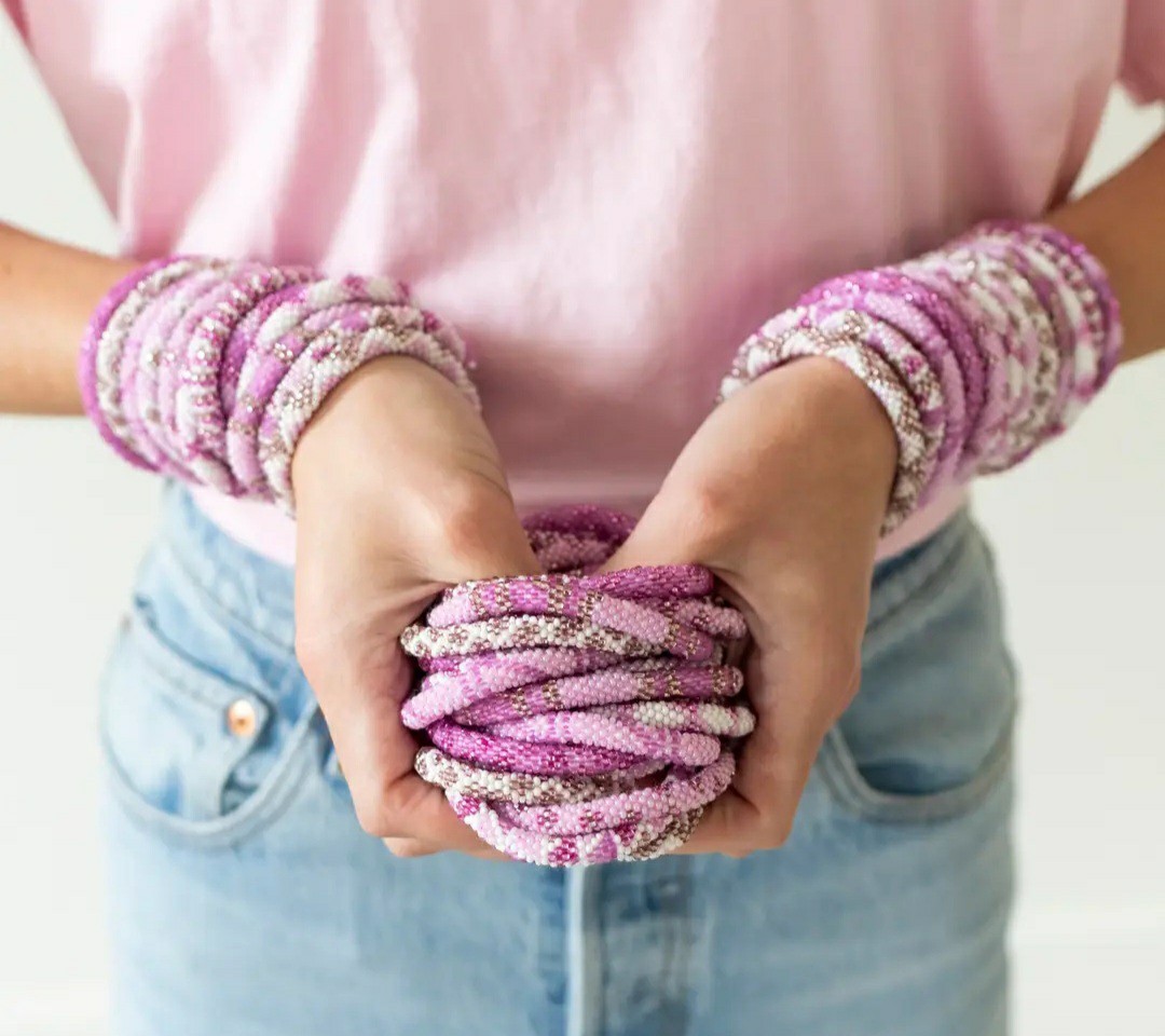 ORCHID -Original Roll-On® Bracelet-Set of 3 bracelets, 7″ round, Nepal,#4 (3Pcs)