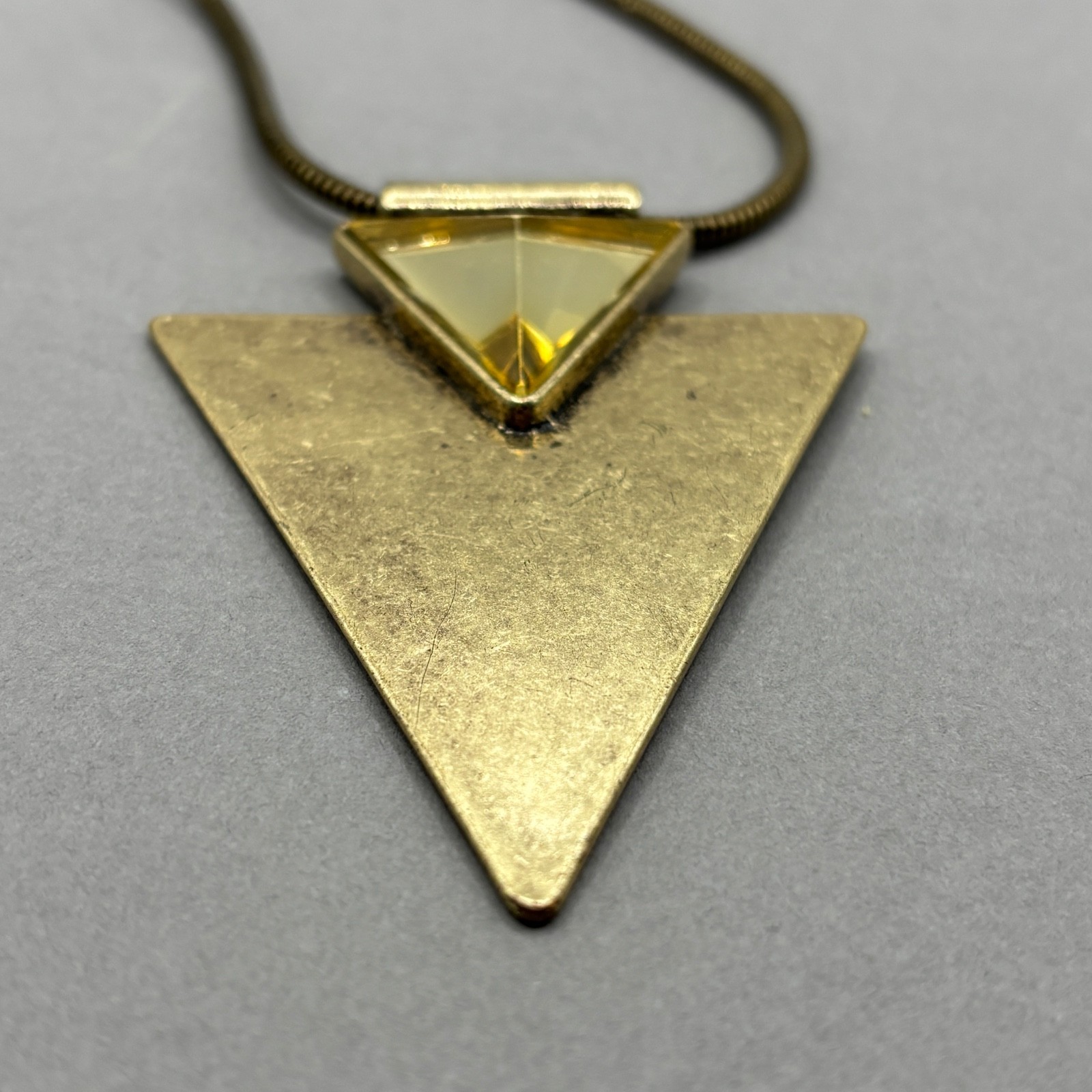 Jenny Bird Triangle Necklace Distressed Look Pendant Rhinestone WEAR TO CHAIN