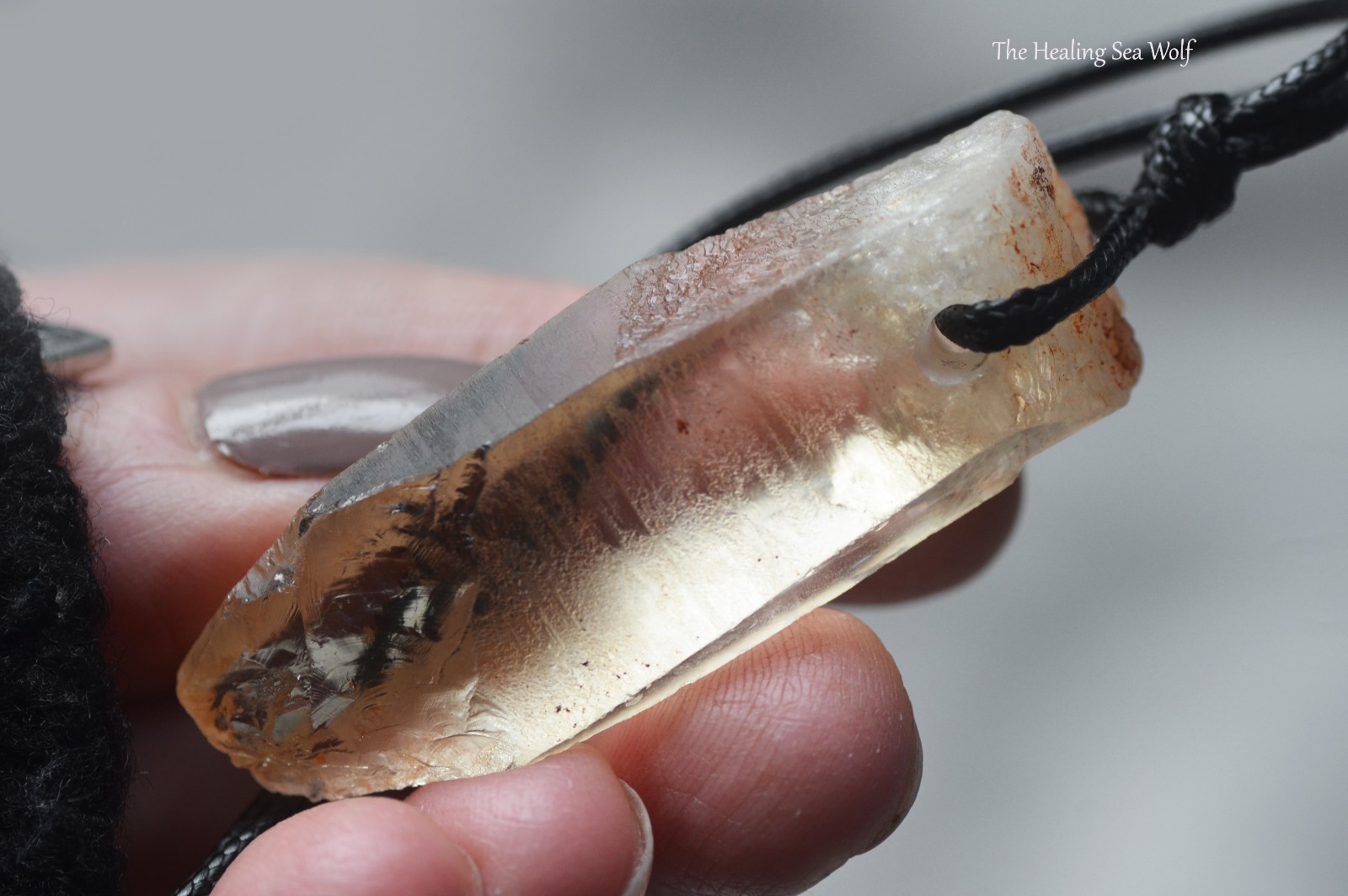 Etched Citrine Necklace Arcturian Triangular “Starship” Markings | from Zambia