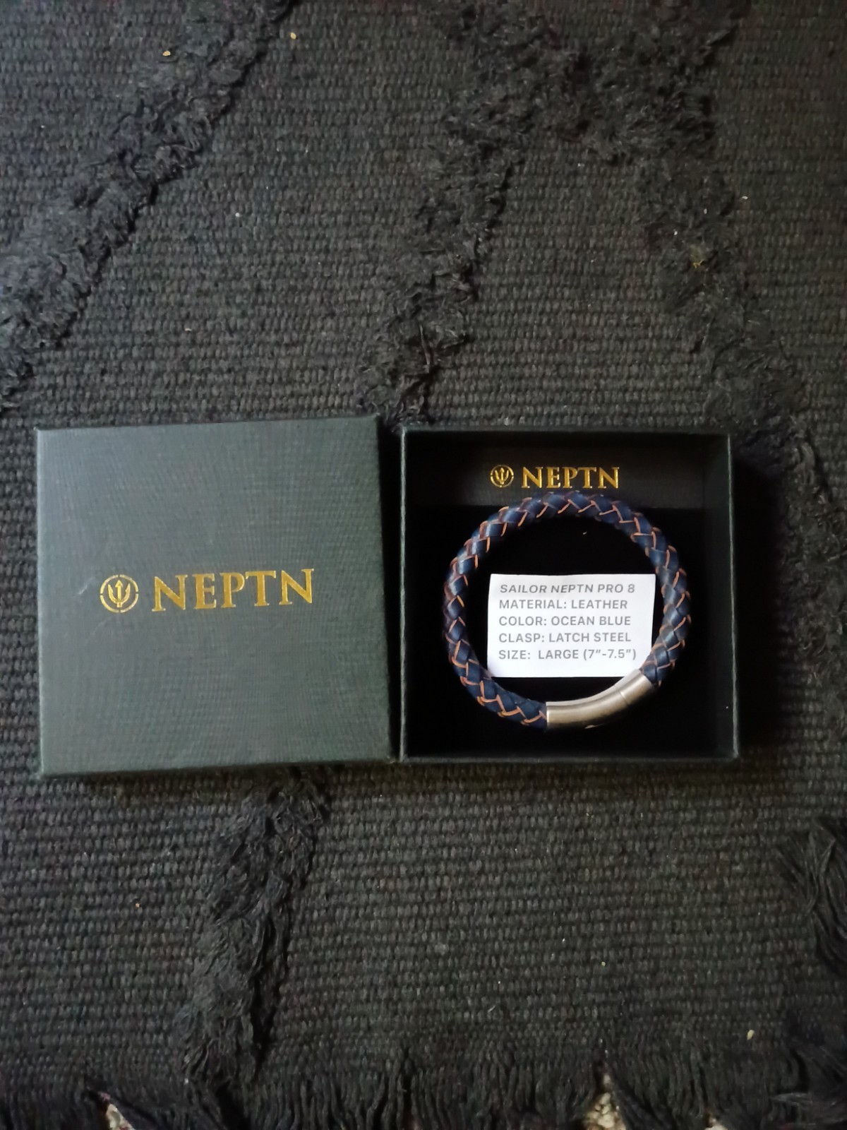 NEPTN Blue Brown Leather Bracelet 7-7.5 In Men Women Unisex