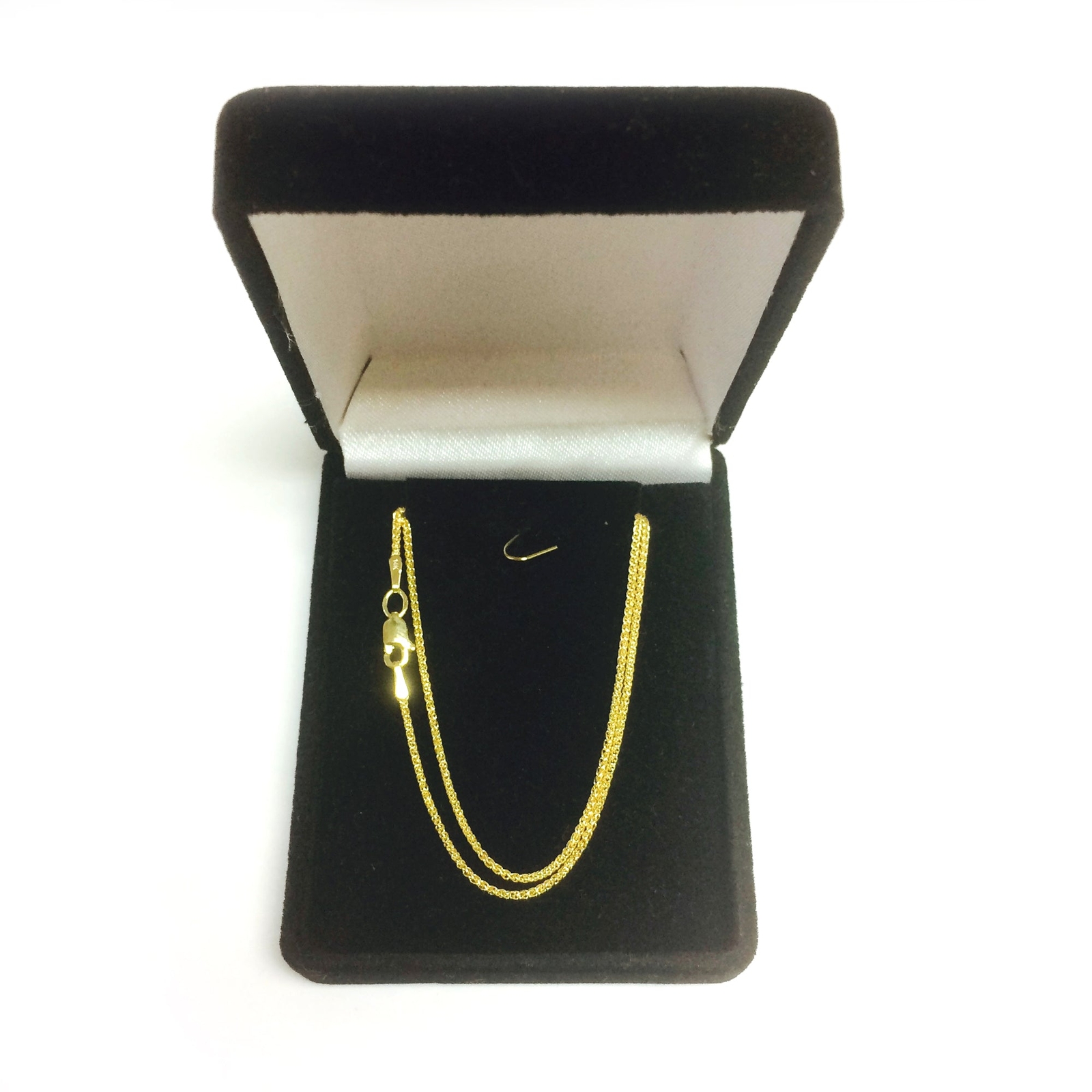14k Yellow Real Gold Round Wheat Chain Necklace, 1.2mm, 16″