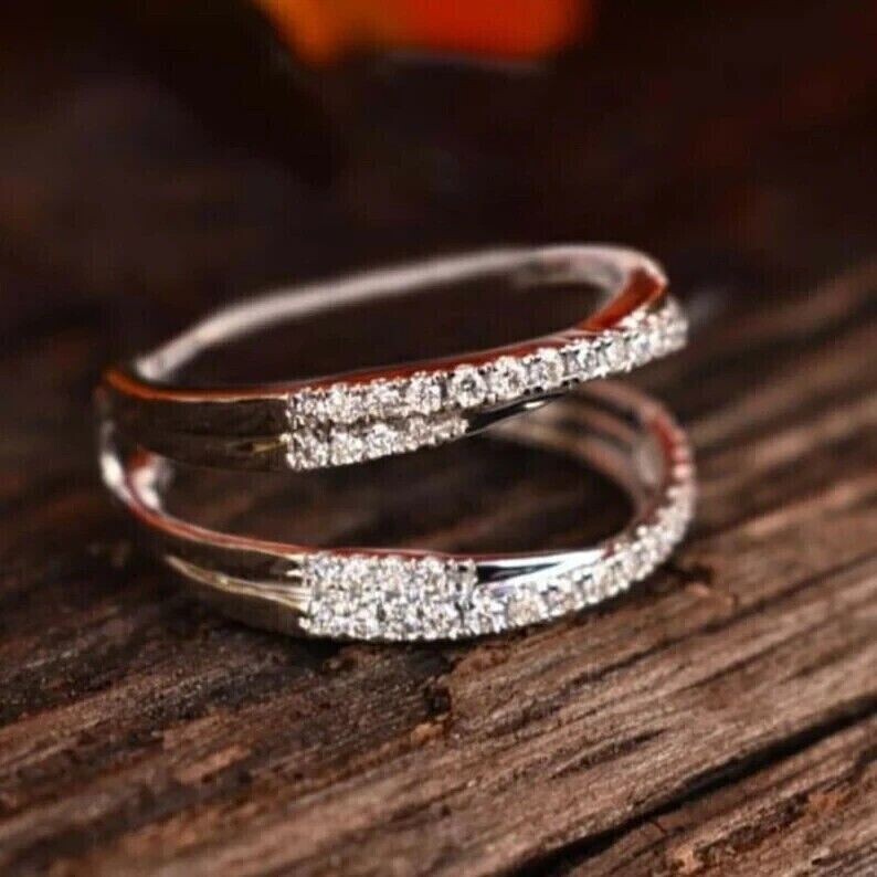 2Ct Round Cut Simulated Diamond Wedding Enhancer Ring 14K White Gold Plated