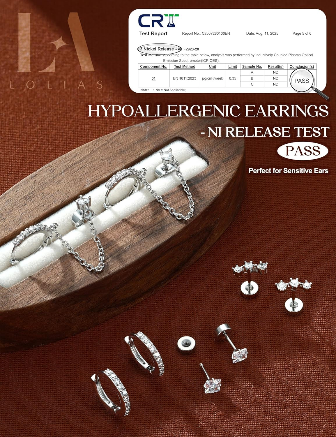 Hypoallergenic Flat Back Earrings Set for Women-Surgical Stainless Steel Earring