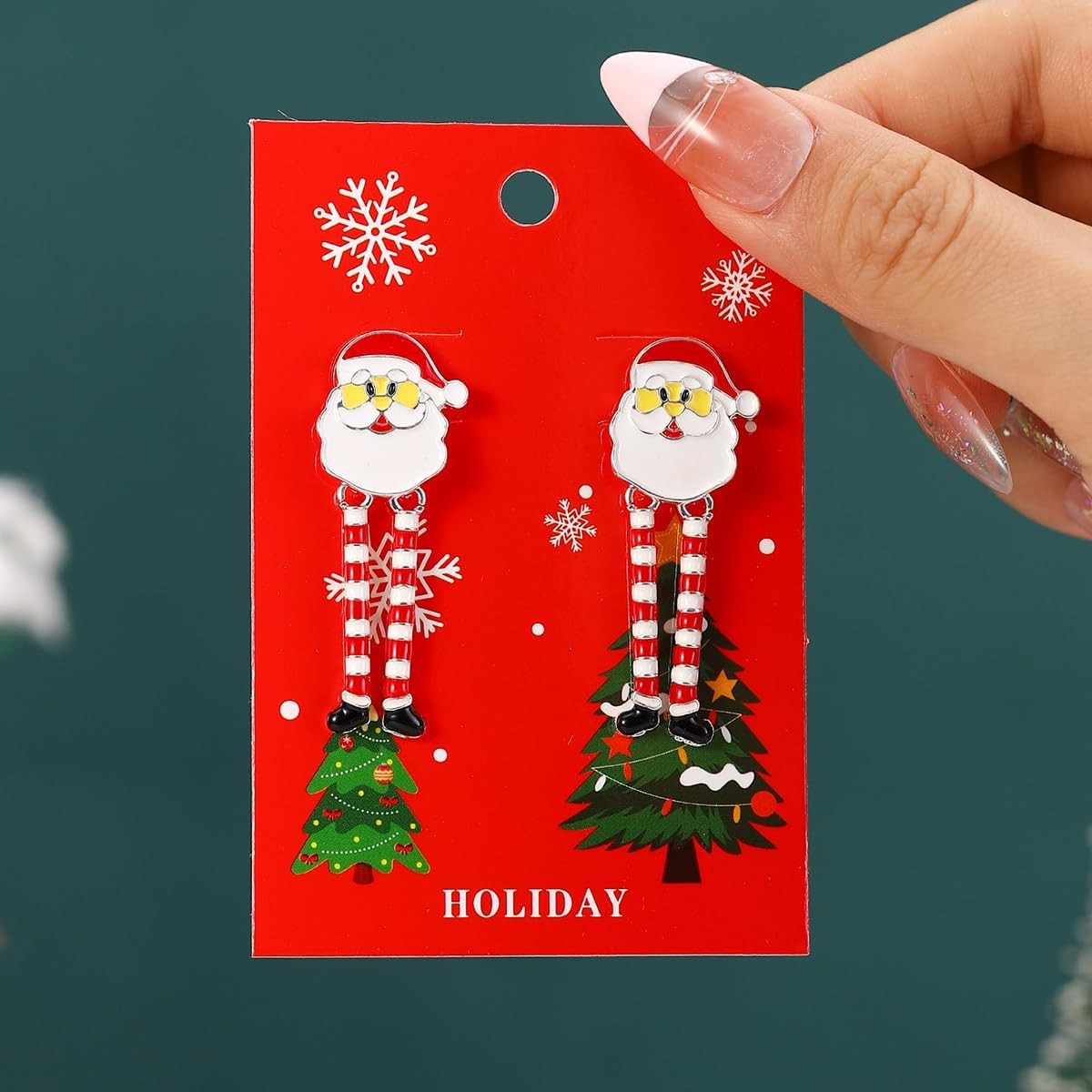 Christmas Red White Green Earrings Gift Holiday Earrings for Women Santa Claus