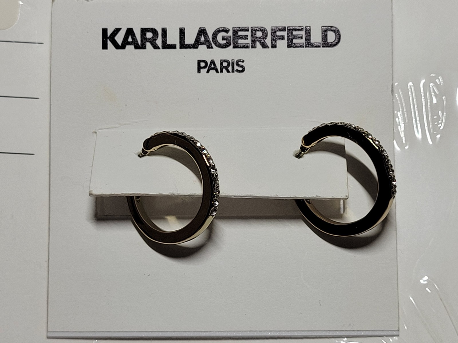 Karl Lagerfeld Paris Extra-Small Pavé Hoop Earrings, 0.35″ (2022) Brand New USA