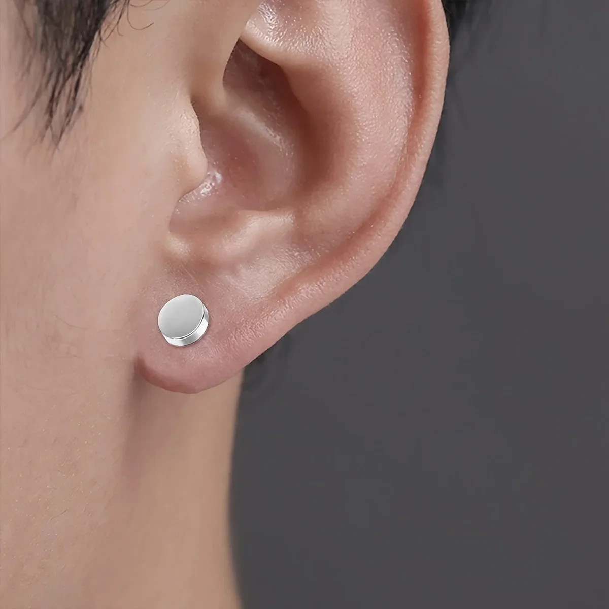 1 Pairs Crystal Strong Magnetic Ear Stud Clip Earrings for Men Women Punk round