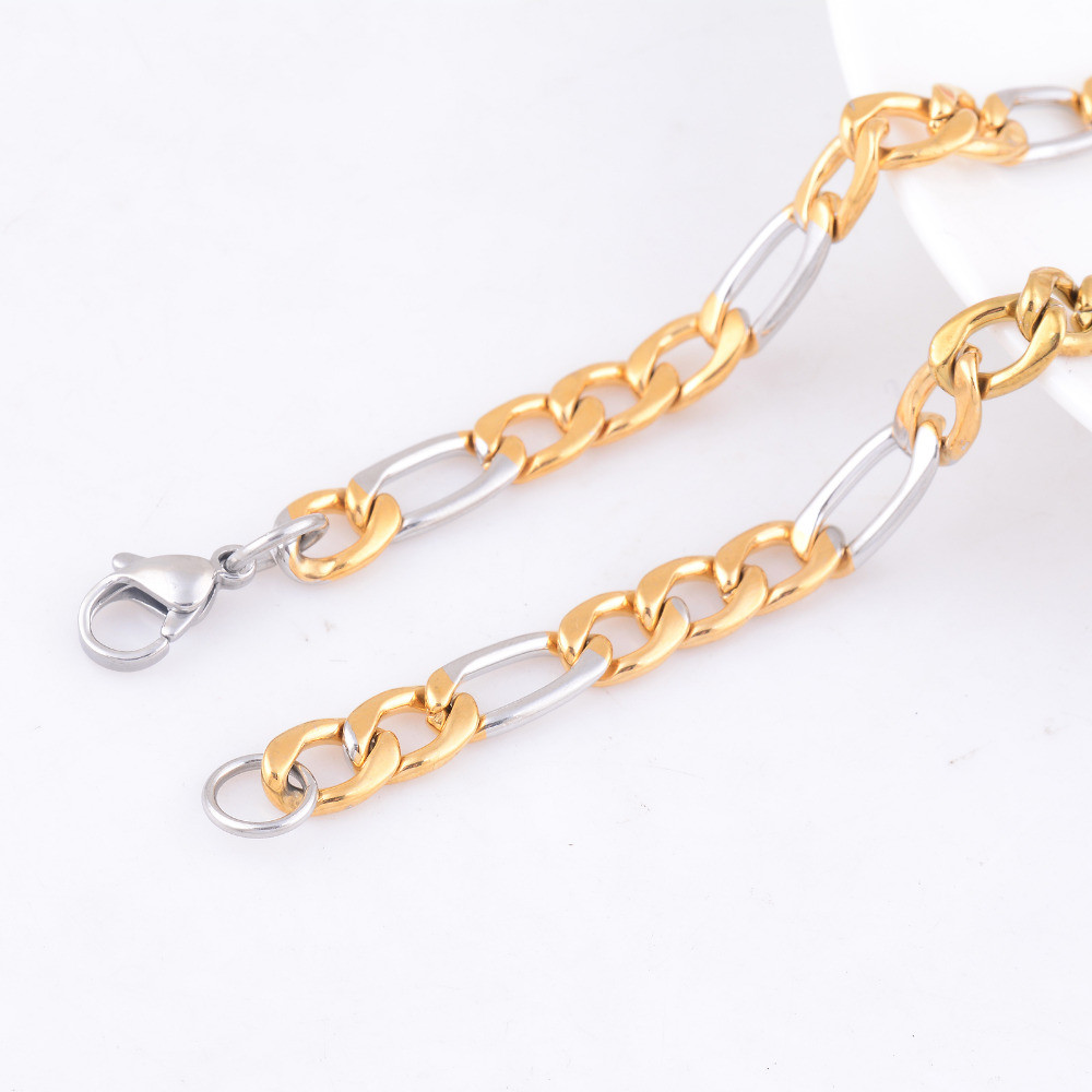 STAINLESS STEEL Gold and Silver Tone FIGARO CHAIN 24 in long 3mm wide