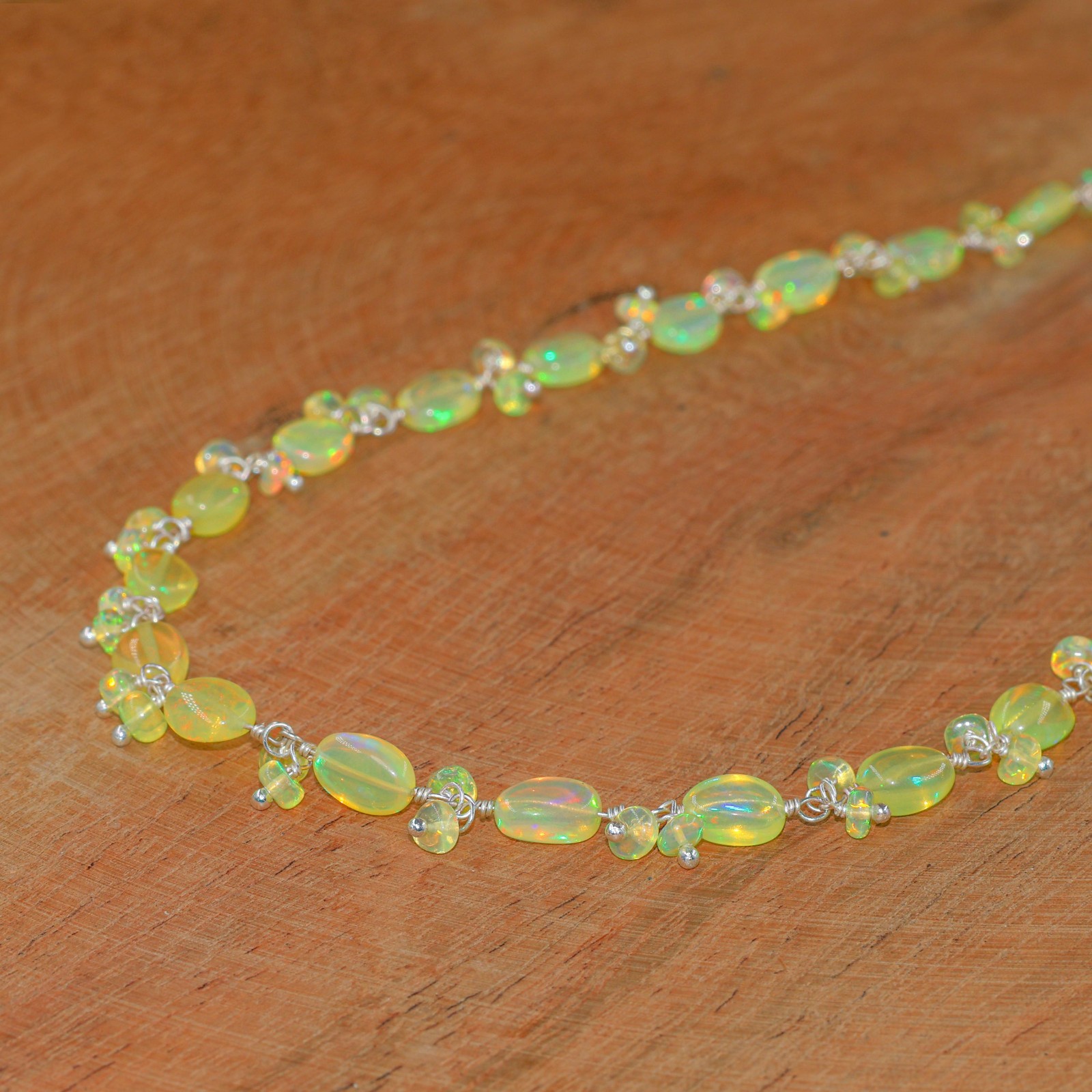 Fire Yellow Opal Gemstone Tumble Beads Necklace, Natural Yellow Opal Beads