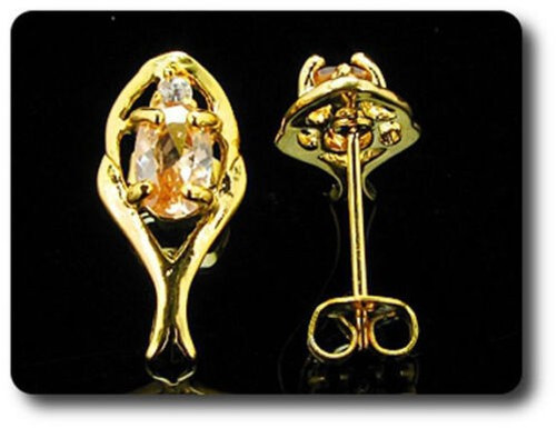Earrings Orange Sapphire 0 3/32×0 9/32in Gold Plated 18 Krgp
