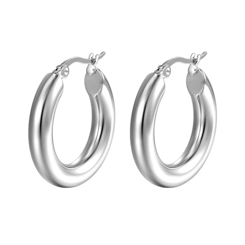 925 Sterling Silver Thick 20MM Hoop Earrings 4MM Men Women Children Unisex