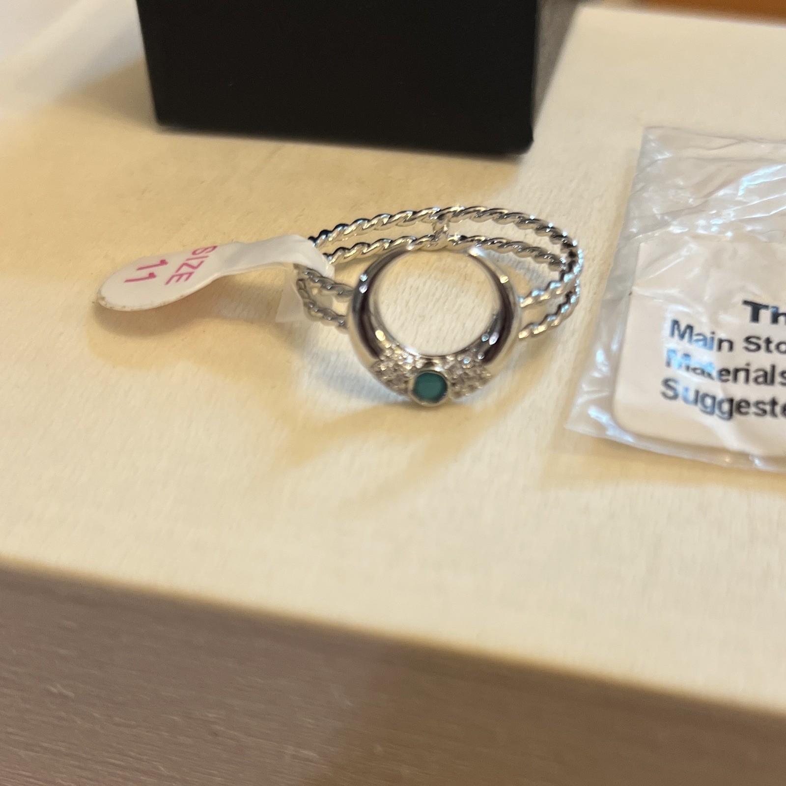 Ring Bomb Party Bejeweled Horn RBP3826 Rhodium Turquoise Ring Size 11
