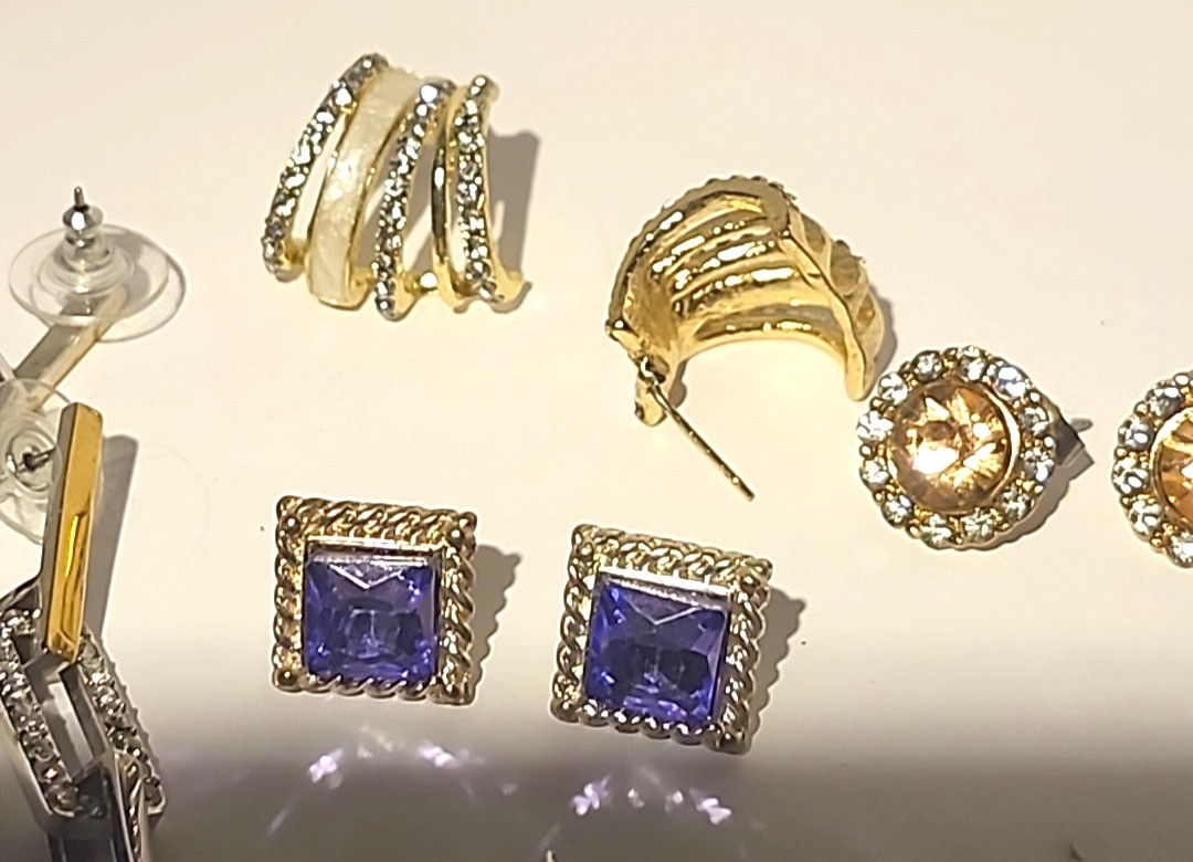 Rhinestone Earrings Assorted Colors Lot of 8 Pair