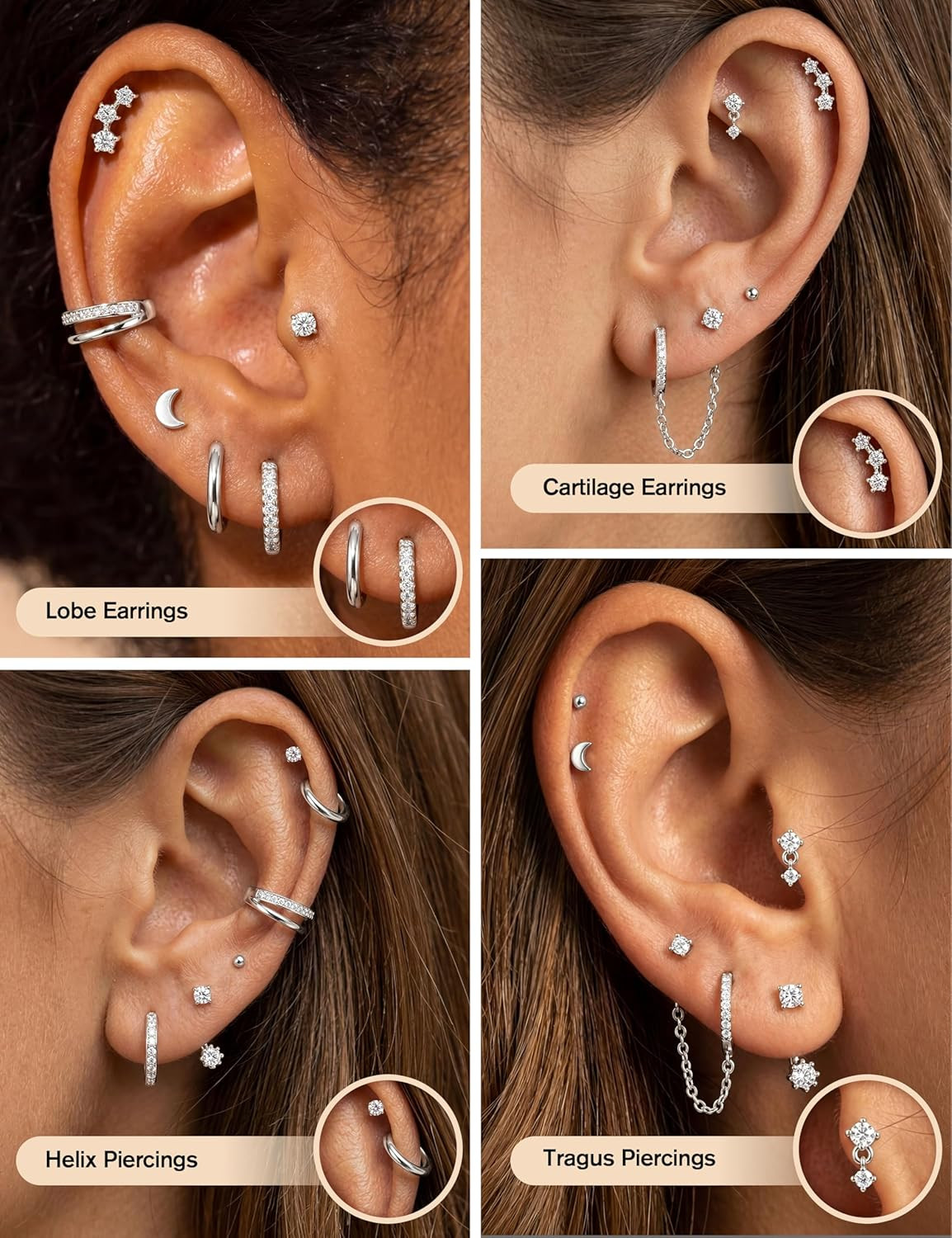 14K Gold Plated Earrings for Women Hypoallergenic 20G Surgical Stainless Steel F
