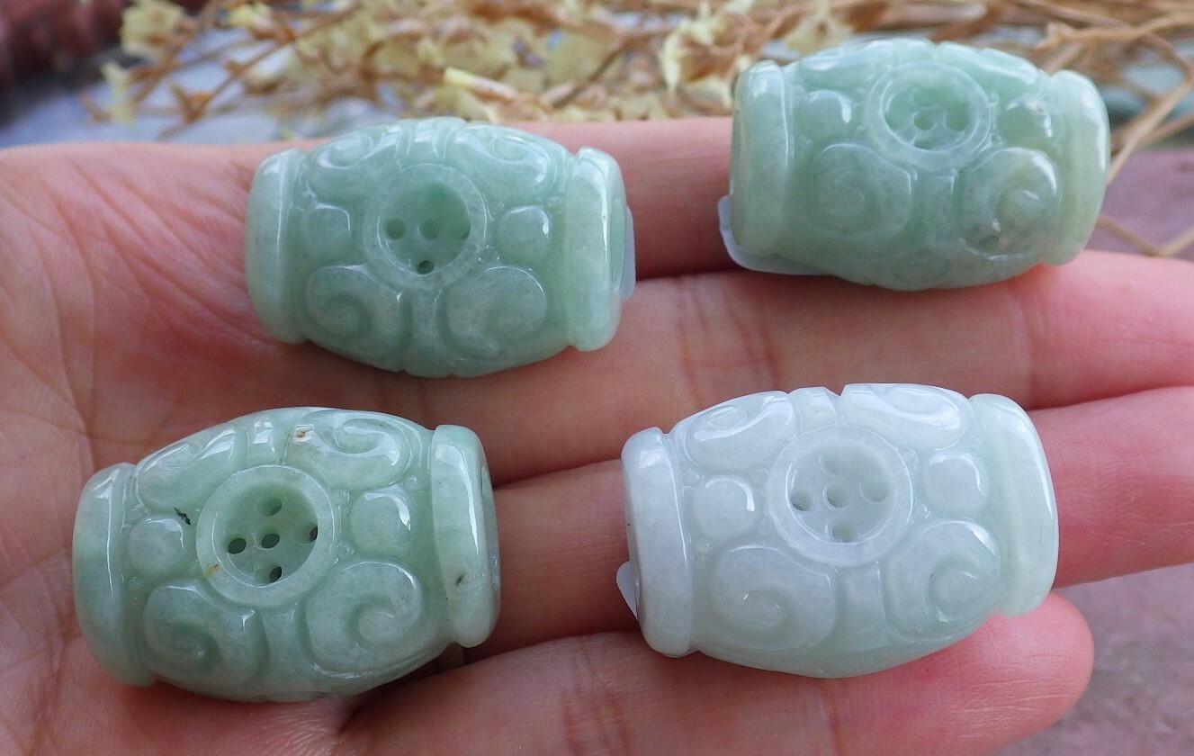 1Pcs Certified Lavender Green Natural A Jade jadeite Pendant Flower Bead 469874