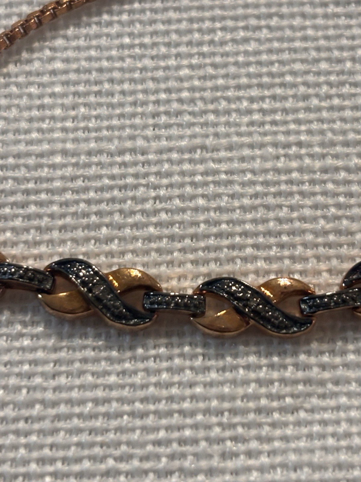Brass Tone Adjustable Chain Slide Bracelet Marcasite Crystal Links Signed