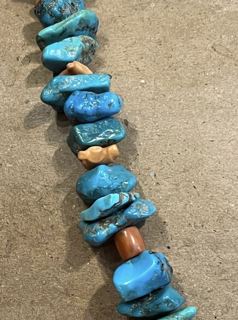 70s VTG Turquoise and Coral Chunky Necklace