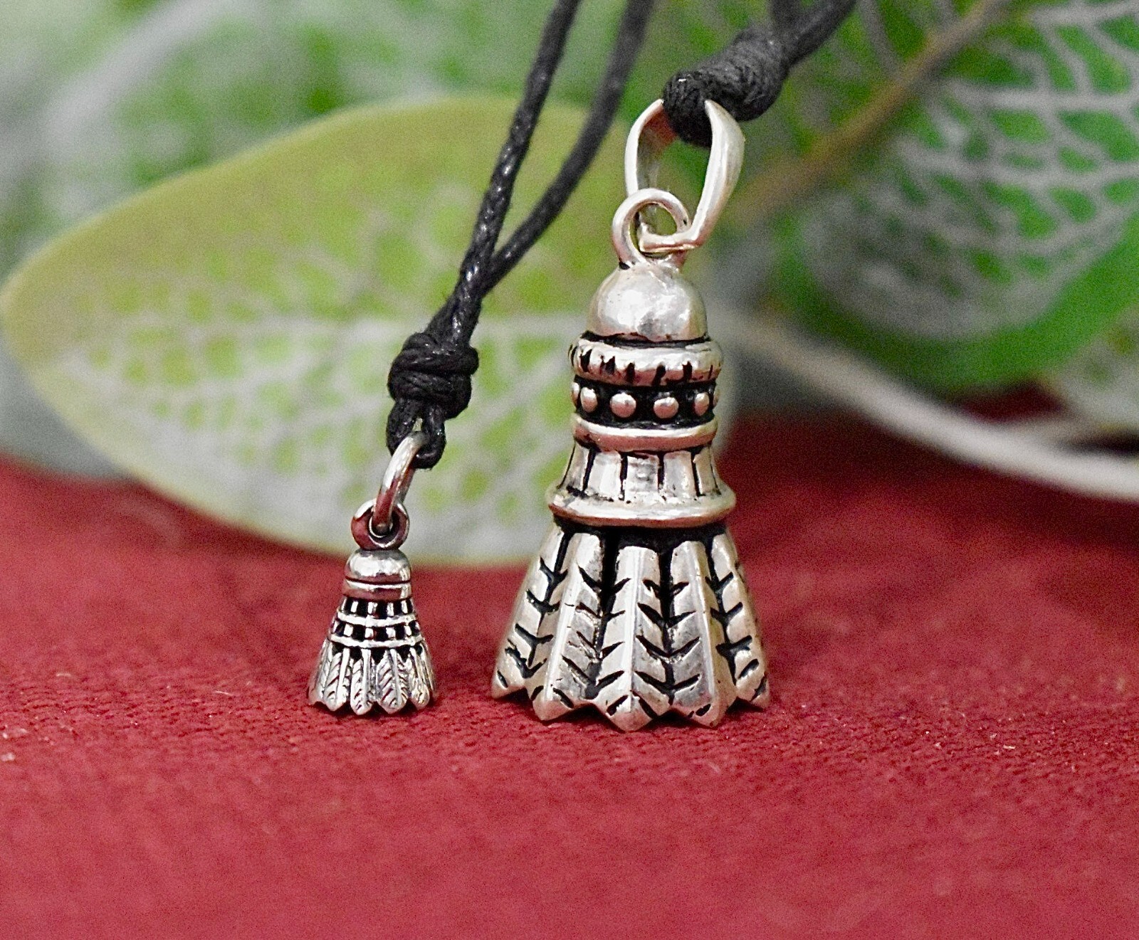Shuttlecock 92.5 Sterling Silver Gold Brass Charm Necklace Pendant Jewelry