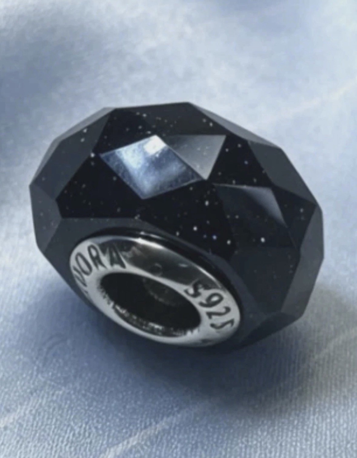 Pandora Midnight Blue Glitter Faceted Murano Glass Charm