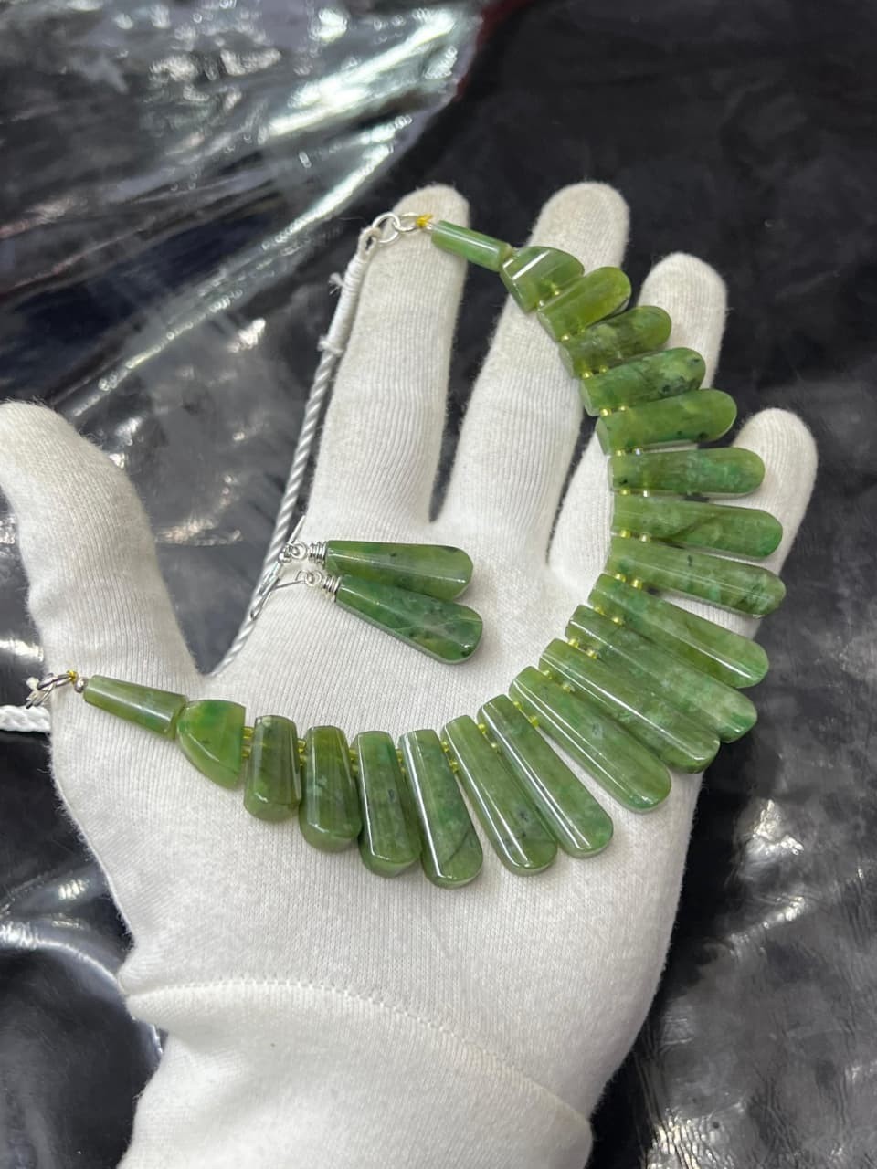 High Quality Grossular Gemstone Nackless , Earrings ,Bracelet Set