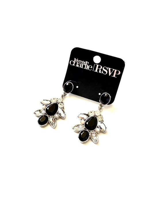 RSVP Earrings Black & White Pearl & Rhinestone Necklace & Earring Set NWT